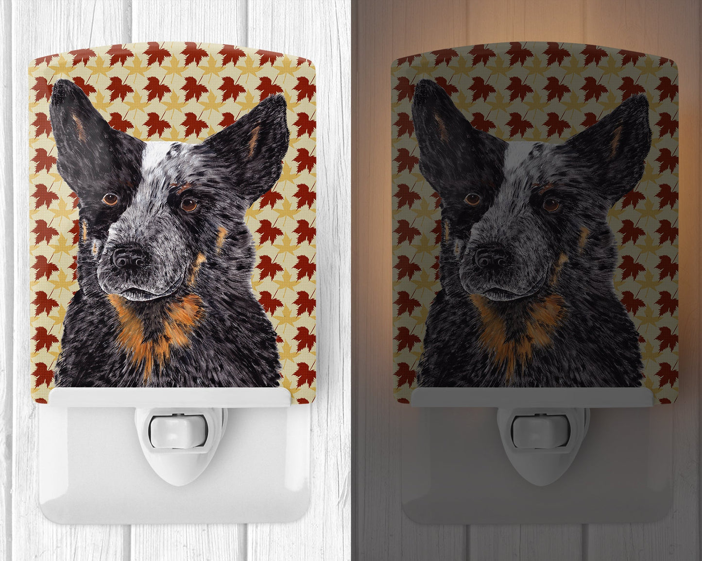 Australian Cattle Dog Fall Leaves Portrait Ceramic Night Light SC9236CNL