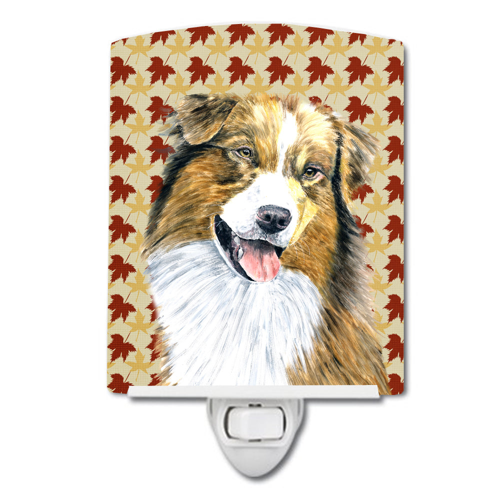 Australian Shepherd Fall Leaves Portrait Ceramic Night Light SC9237CNL