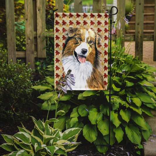Australian Shepherd Fall Leaves Portrait Garden Flag – Decorative Outdoor Yard Flag