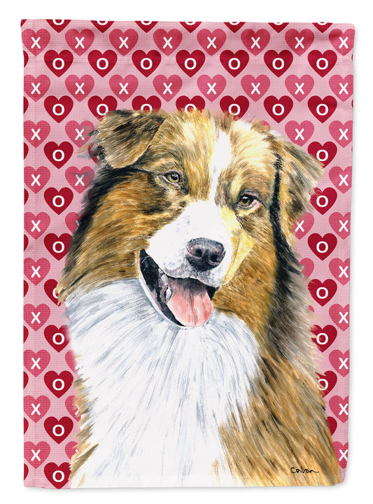 Australian Shepherd Hearts Love and Valentine's Day  Flag Canvas House Size
