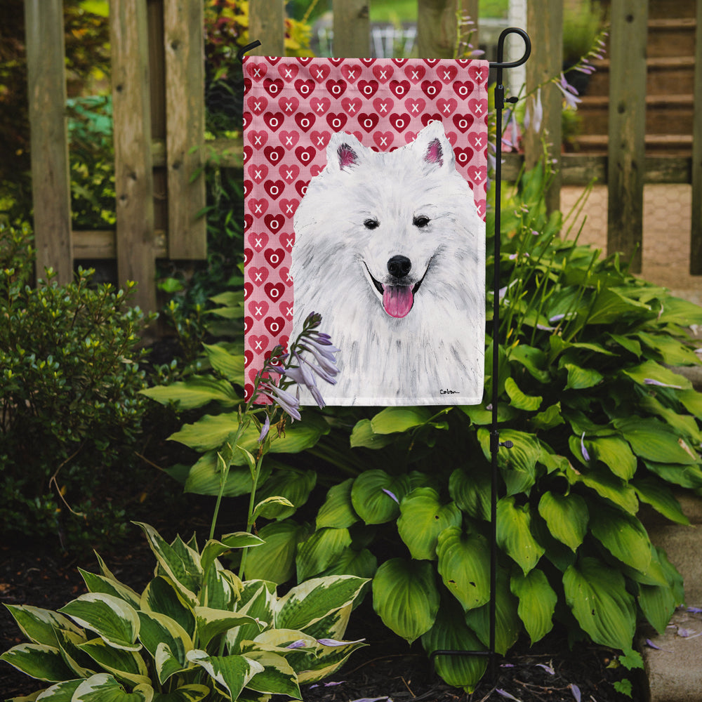 American Eskimo Hearts Love and Valentine's Day Portrait Garden Flag – Decorative Outdoor Yard Flag