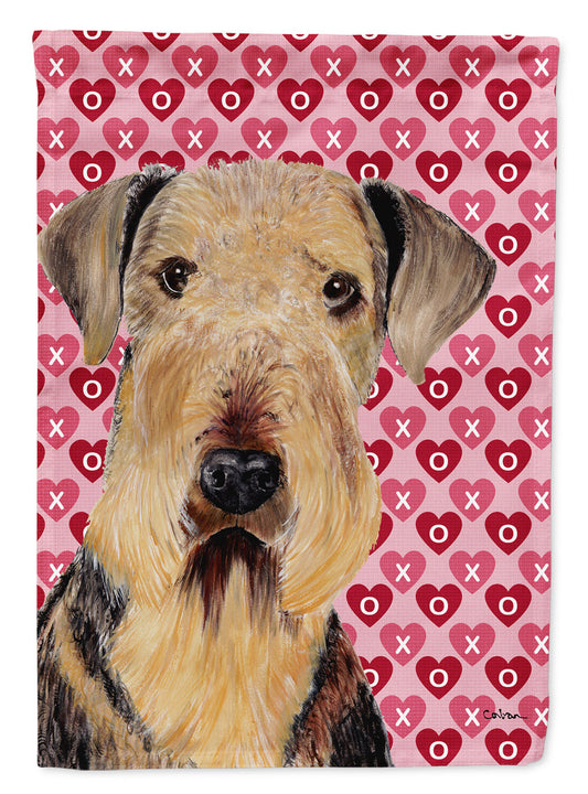 Airedale Hearts Love and Valentine's Day Portrait Garden Flag – Decorative Outdoor Yard Flag