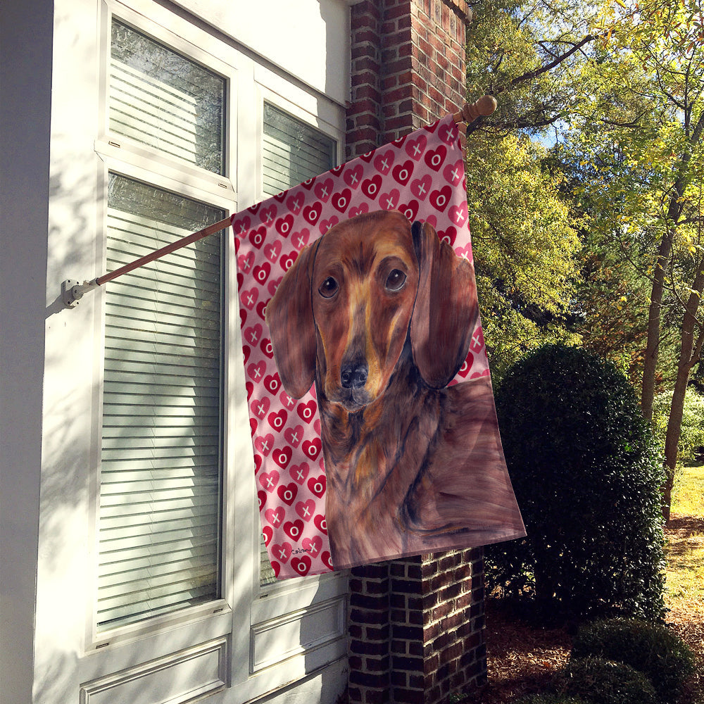 Dachshund Hearts Love Valentine's Day Flag Canvas House Size