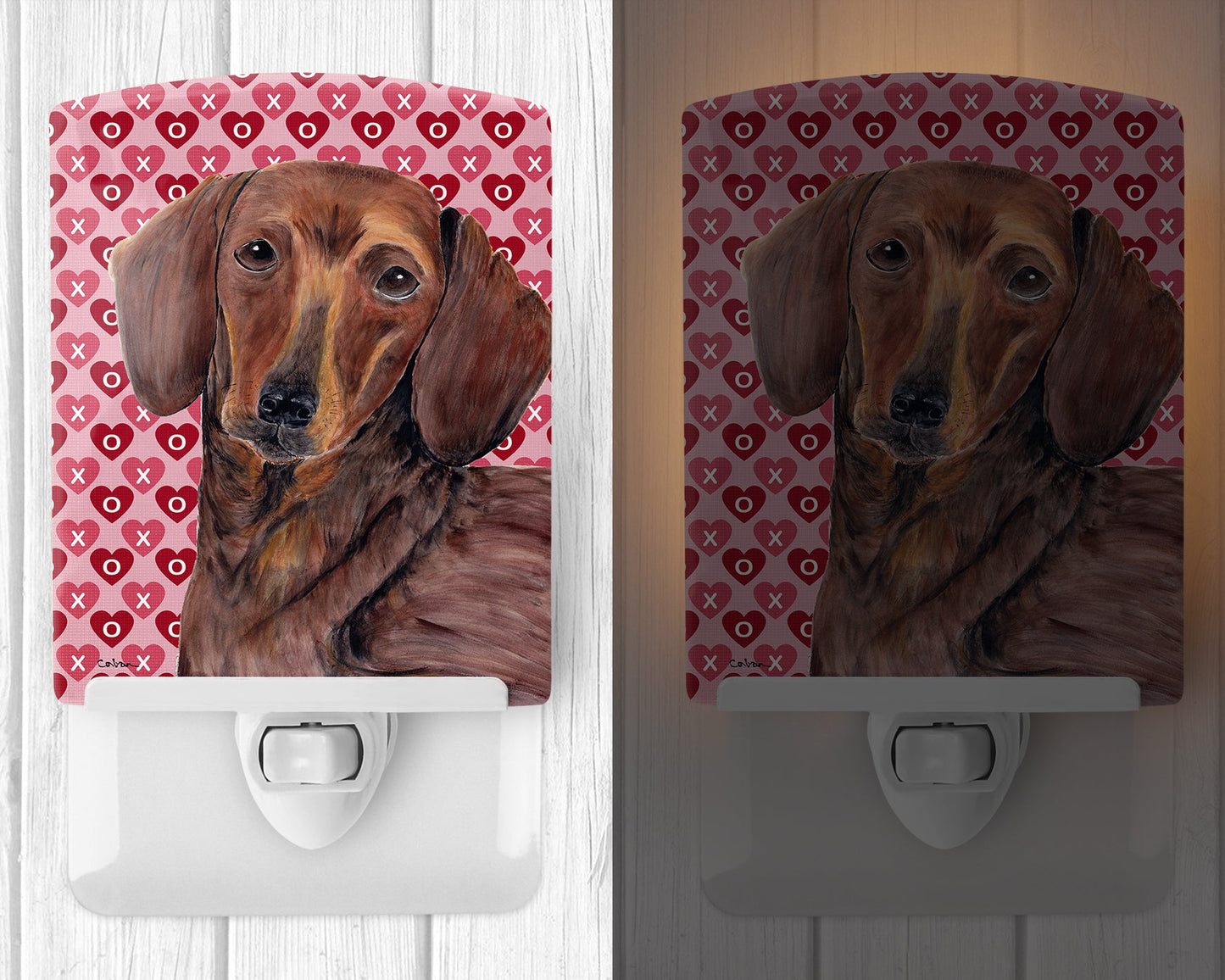 Dachshund Hearts Love and Valentine's Day Portrait Ceramic Night Light SC9271CNL
