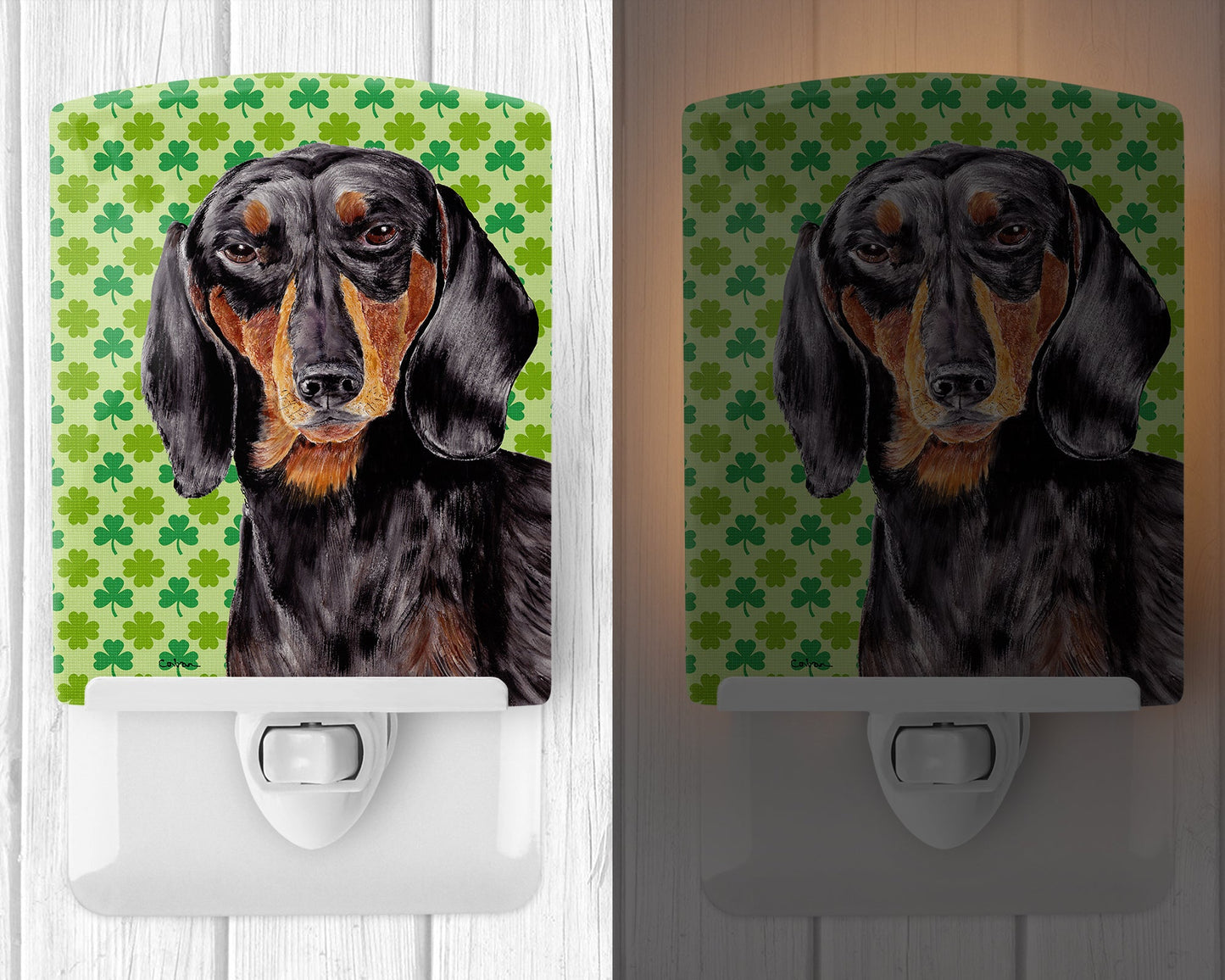 Dachshund St. Patrick's Day Shamrock Portrait Ceramic Night Light SC9283CNL