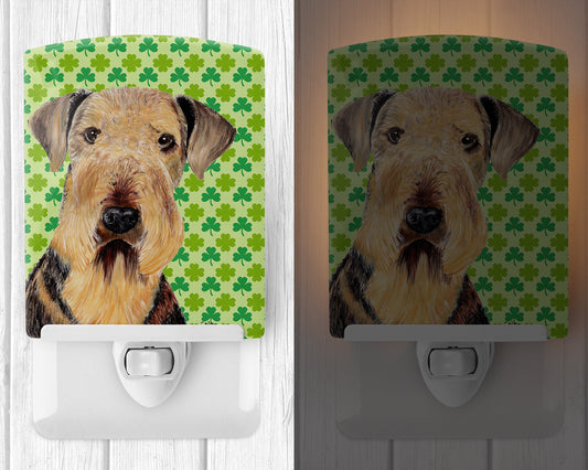 Airedale St. Patrick's Day Shamrock Portrait Ceramic Night Light SC9293CNL