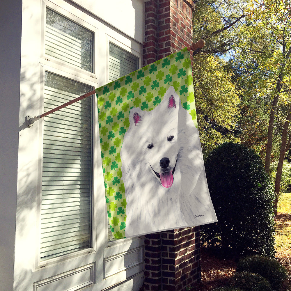 American Eskimo St. Patrick's Day Shamrock Portrait Flag Canvas House Size