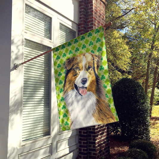 Australian Shepherd St. Patrick's Day Shamrock Portrait Flag Canvas House Size