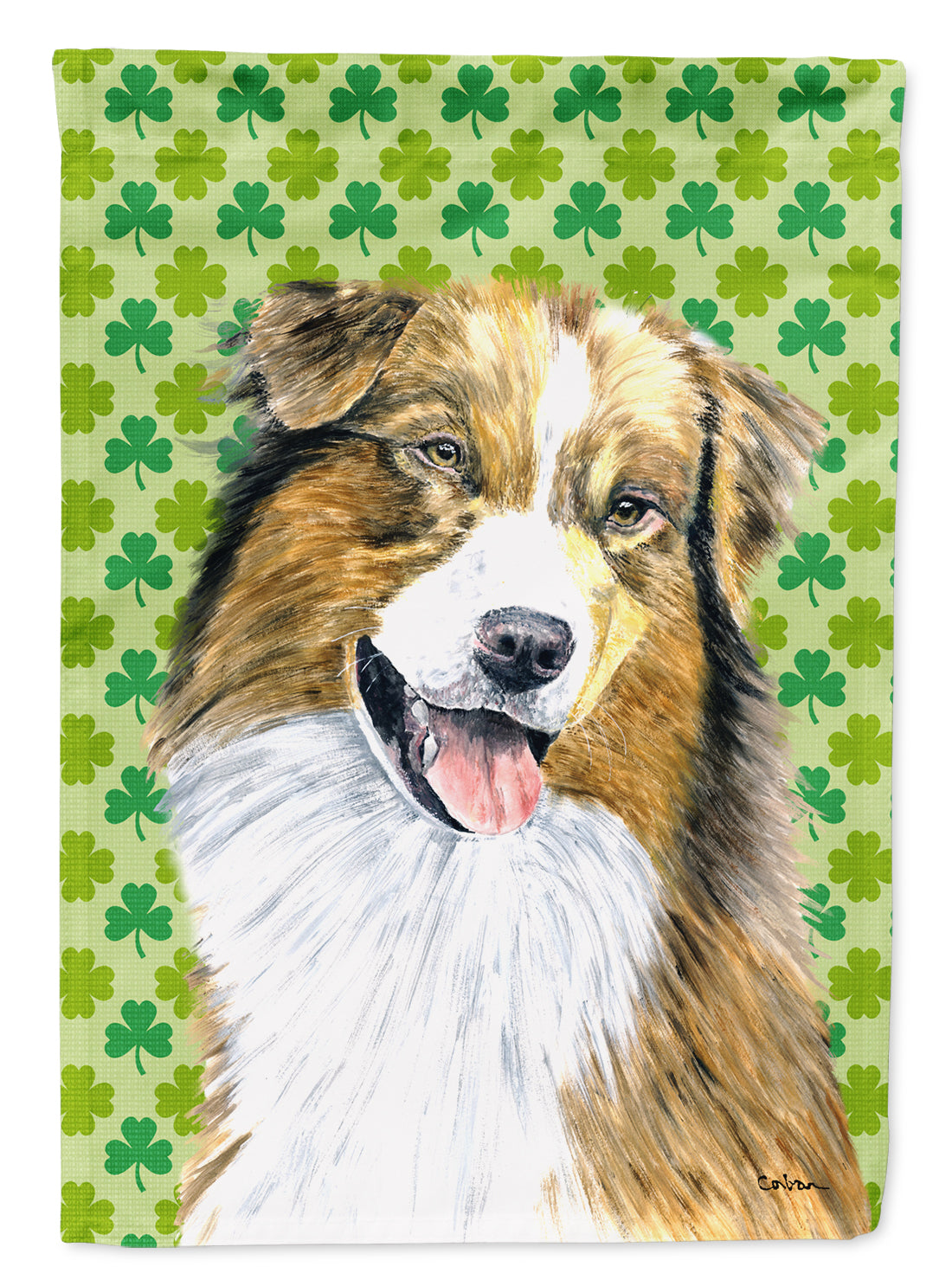 Australian Shepherd St. Patrick's Day Shamrock Garden Flag – Decorative Outdoor Yard Flag