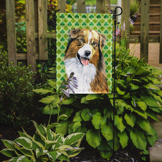 Australian Shepherd St. Patrick's Day Shamrock Garden Flag – Decorative Outdoor Yard Flag