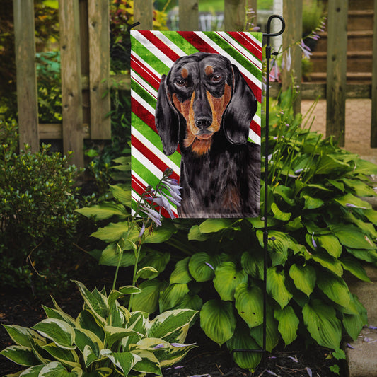 Dachshund Candy Cane Holiday Christmas Garden Flag – Decorative Outdoor Yard Flag