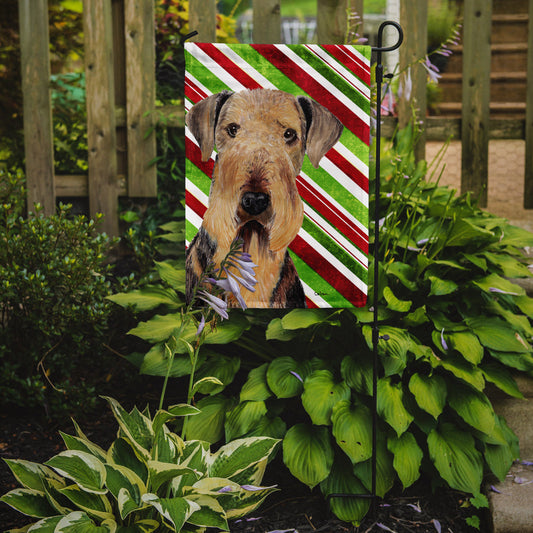 Airedale Candy Cane Holiday Christmas Garden Flag – Decorative Outdoor Yard Flag