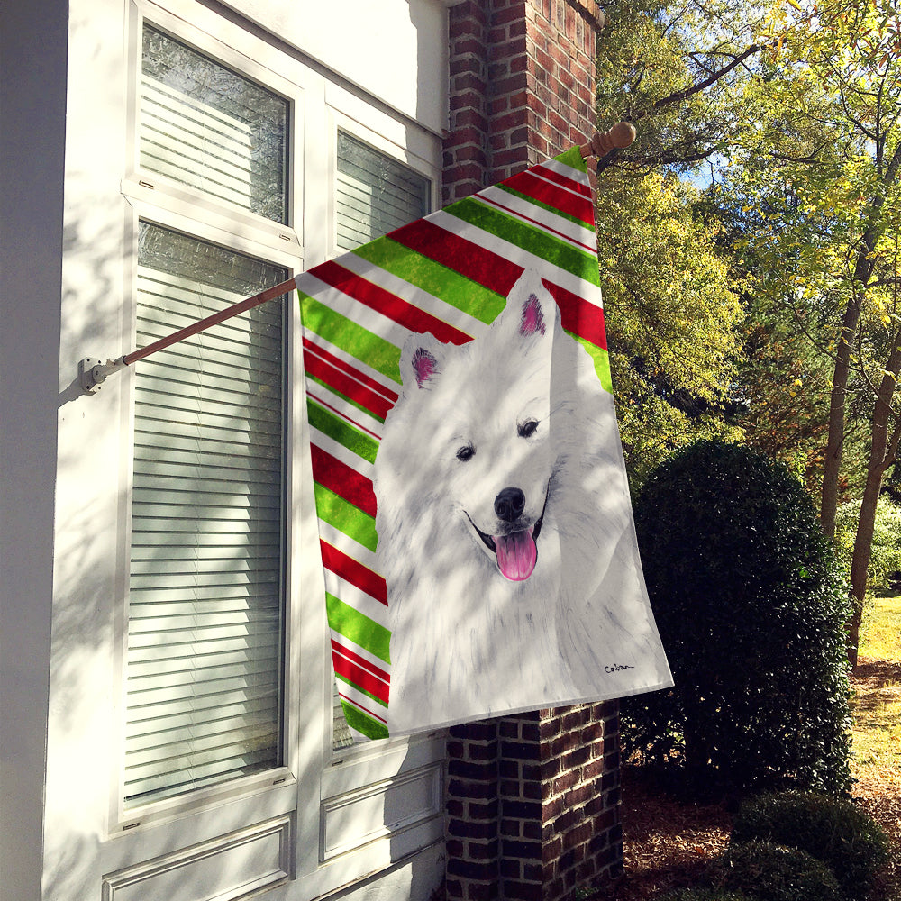 American Eskimo Candy Cane Holiday Christmas Flag Canvas House Size