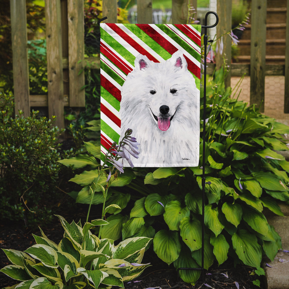 American Eskimo Candy Cane Holiday Christmas Garden Flag – Decorative Outdoor Yard Flag