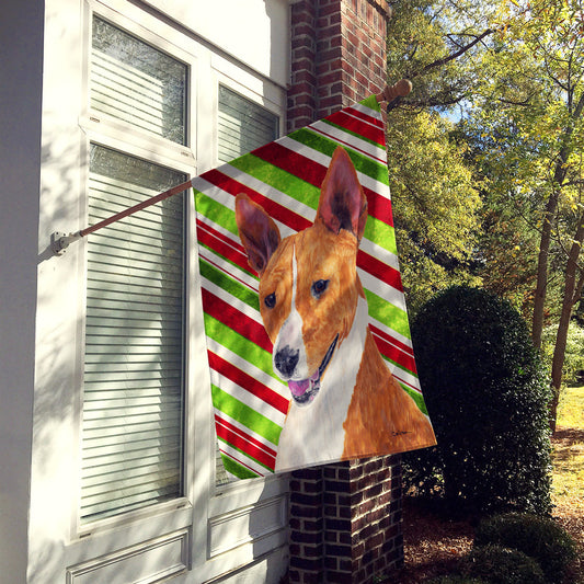Basenji Candy Cane Holiday Christmas Flag Canvas House Size