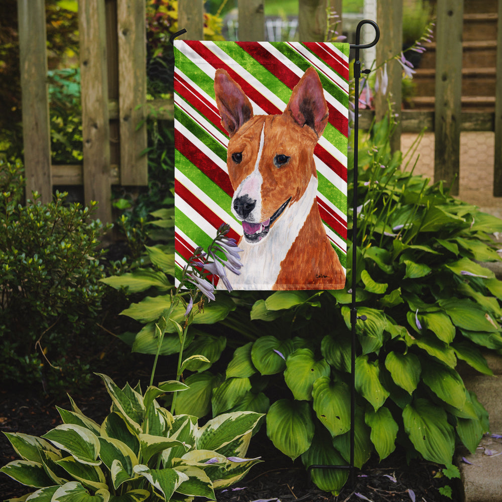 Basenji Candy Cane Holiday Christmas Garden Flag – Decorative Outdoor Yard Flag