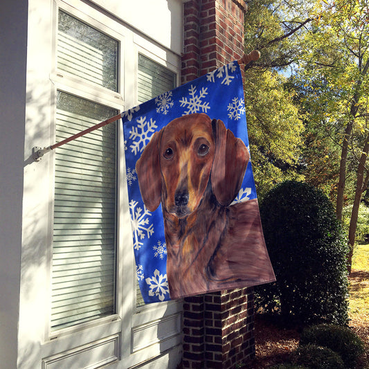Dachshund Winter Snowflakes Holiday Flag Canvas House Size