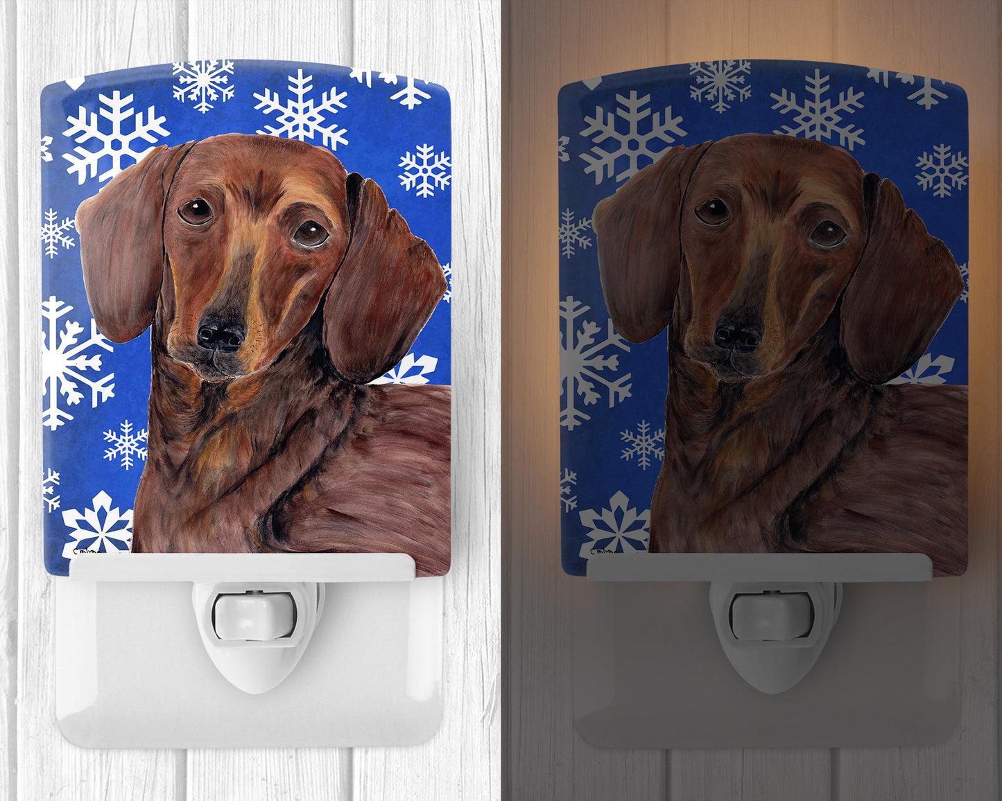 Dachshund Winter Snowflakes Holiday Ceramic Night Light SC9368CNL