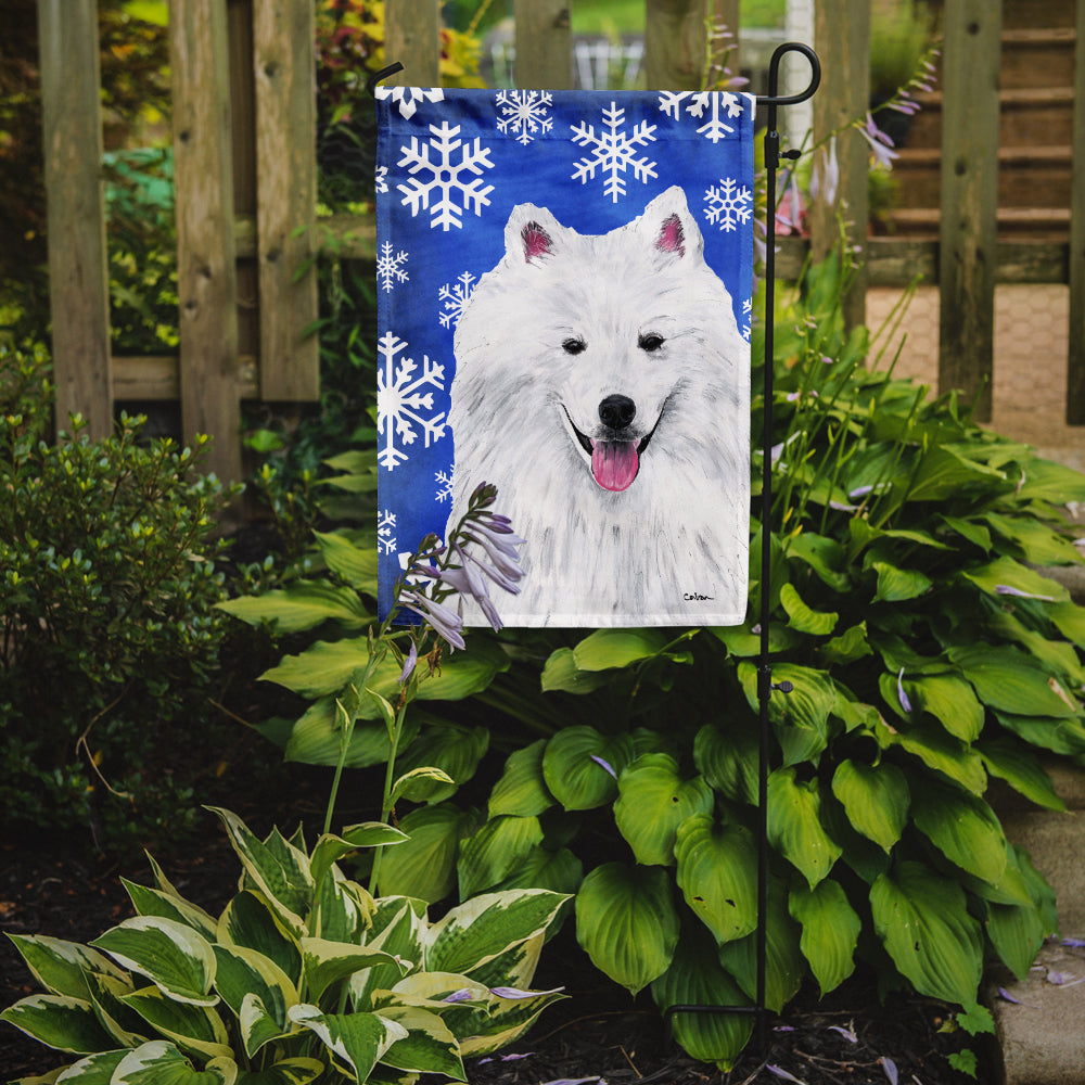 American Eskimo Winter Snowflakes Holiday Garden Flag – Decorative Outdoor Yard Flag