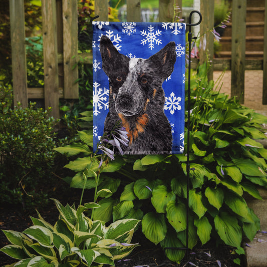 Australian Cattle Dog Winter Snowflakes Holiday Garden Flag – Decorative Outdoor Yard Flag
