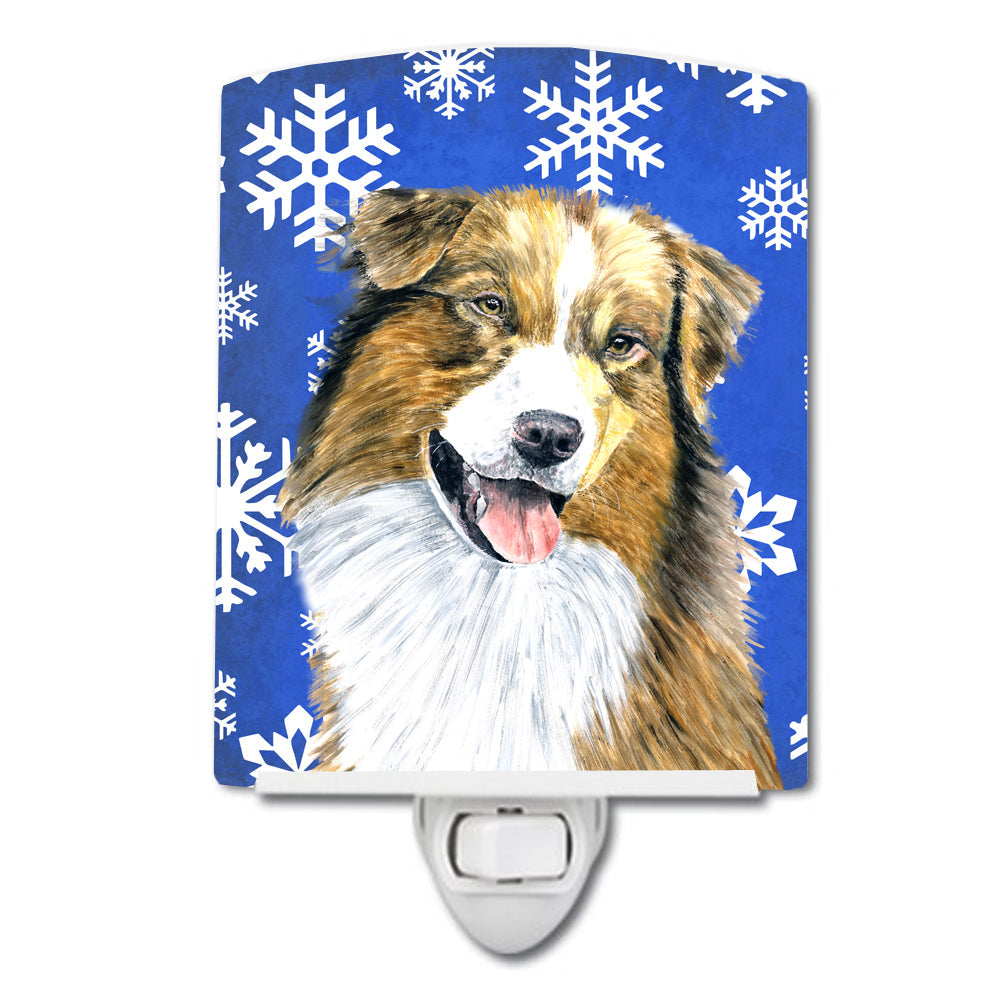 Australian Shepherd Winter Snowflakes Holiday Ceramic Night Light SC9397CNL