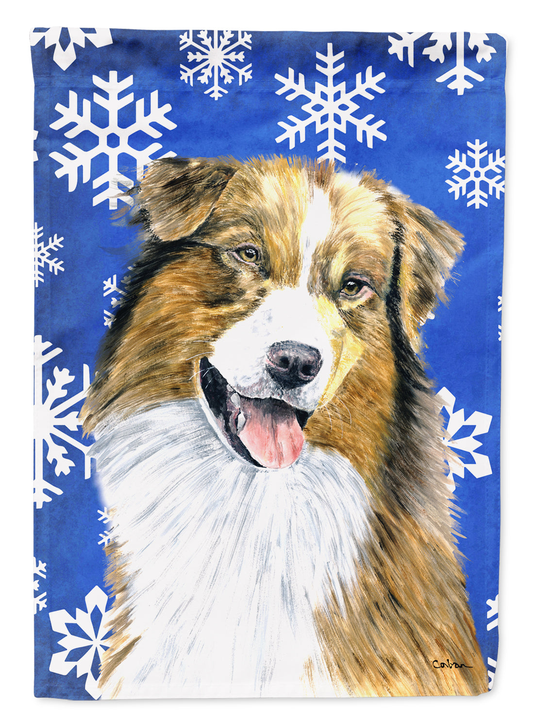 Australian Shepherd Winter Snowflakes Holiday Garden Flag – Decorative Outdoor Yard Flag