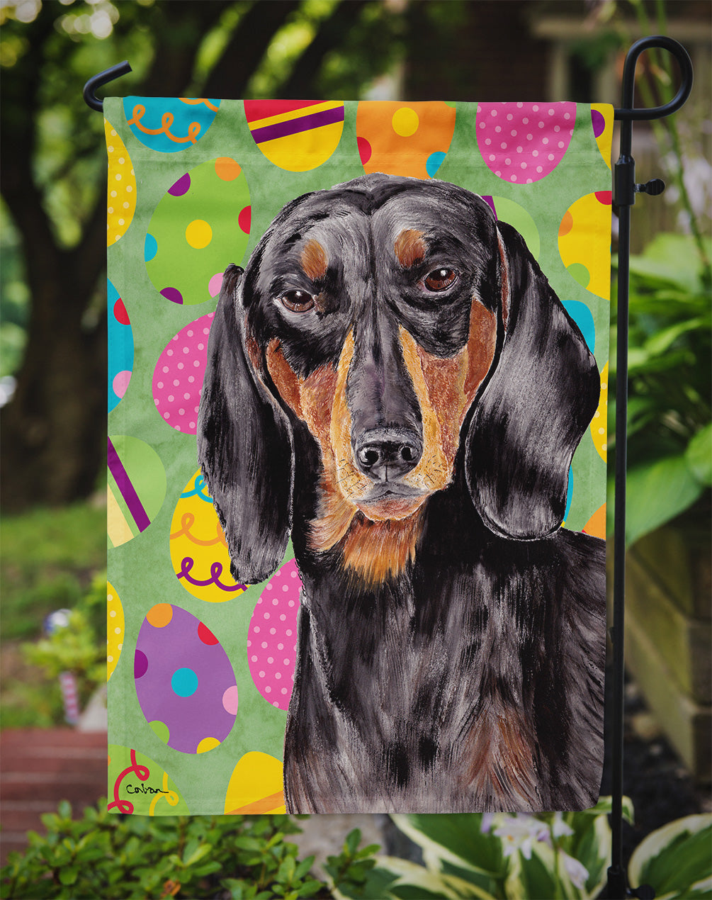 Dachshund Easter Eggtravaganza Garden Flag - Outdoor Decorative Yard Flag