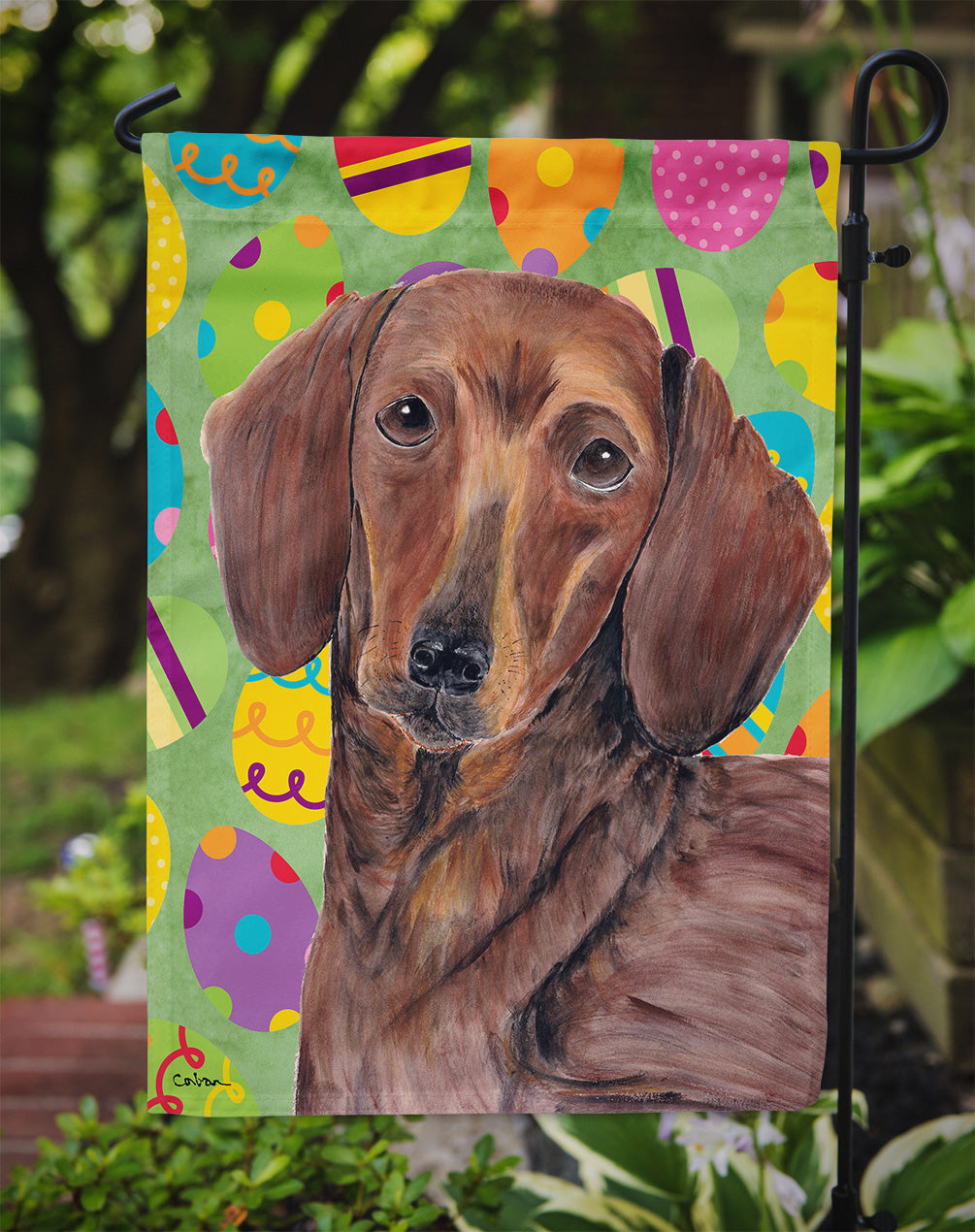 Dachshund Easter Eggtravaganza Garden Flag - Outdoor Decorative Yard Flag