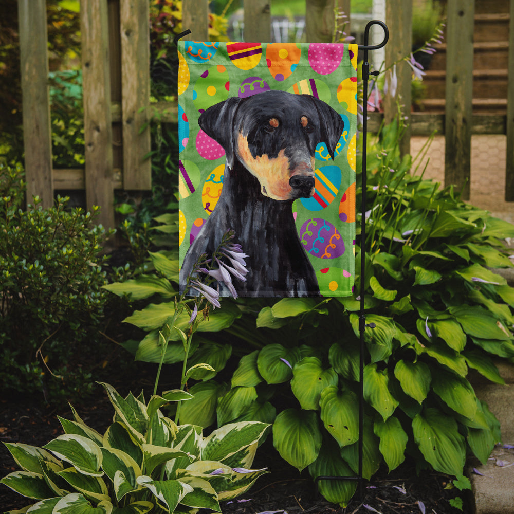 Doberman Easter Eggtravaganza Garden Flag - Outdoor Decorative Yard Flag