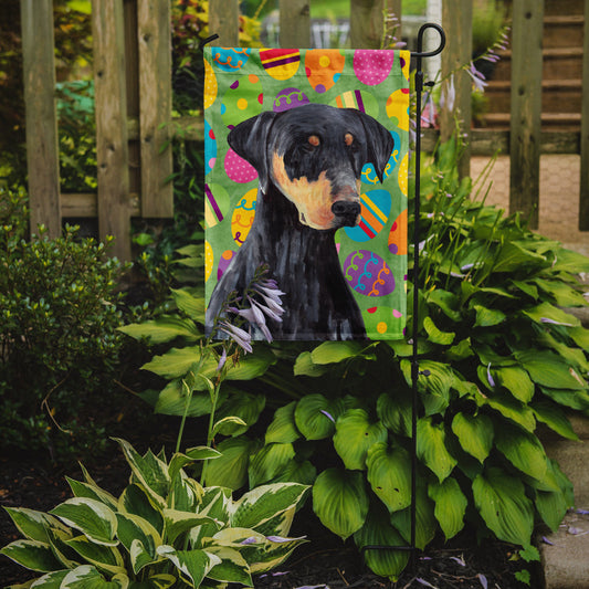 Doberman Easter Eggtravaganza Garden Flag - Outdoor Decorative Yard Flag