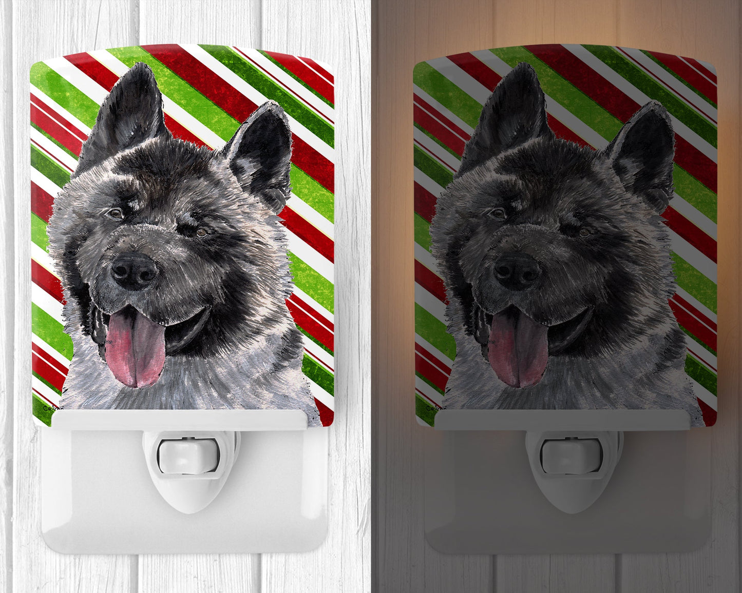 Akita Candy Cane Holiday Christmas Ceramic Night Light SC9480CNL