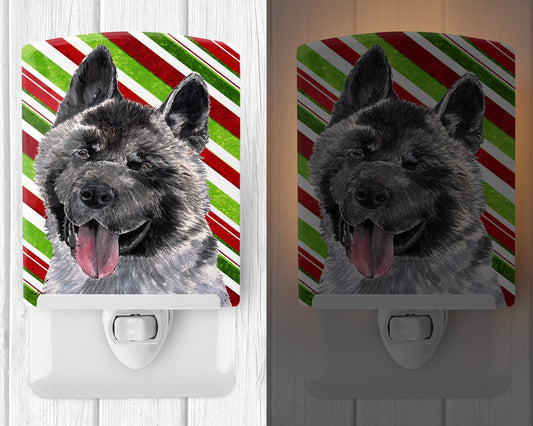 Akita Candy Cane Holiday Christmas Ceramic Night Light SC9480CNL