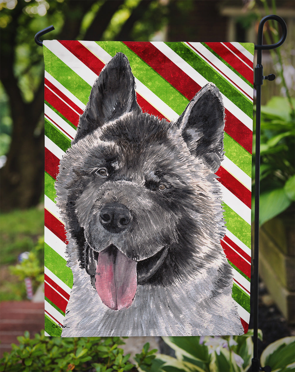 Akita Candy Cane Holiday Christmas Garden Flag – Decorative Outdoor Yard Flag SC9480GF