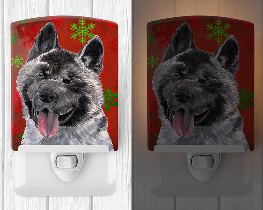 Akita Red Snowflakes Holiday Christmas Ceramic Night Light SC9482CNL