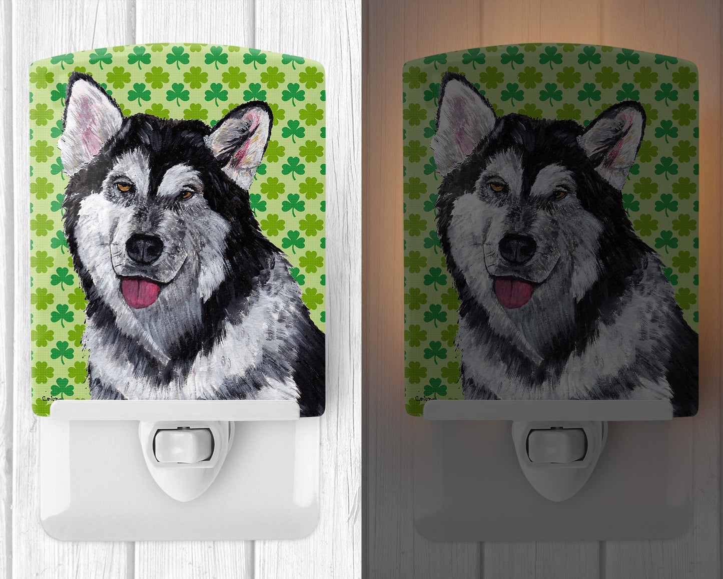 Alaskan Malamute St. Patrick's Day Shamrock Ceramic Night Light SC9493CNL