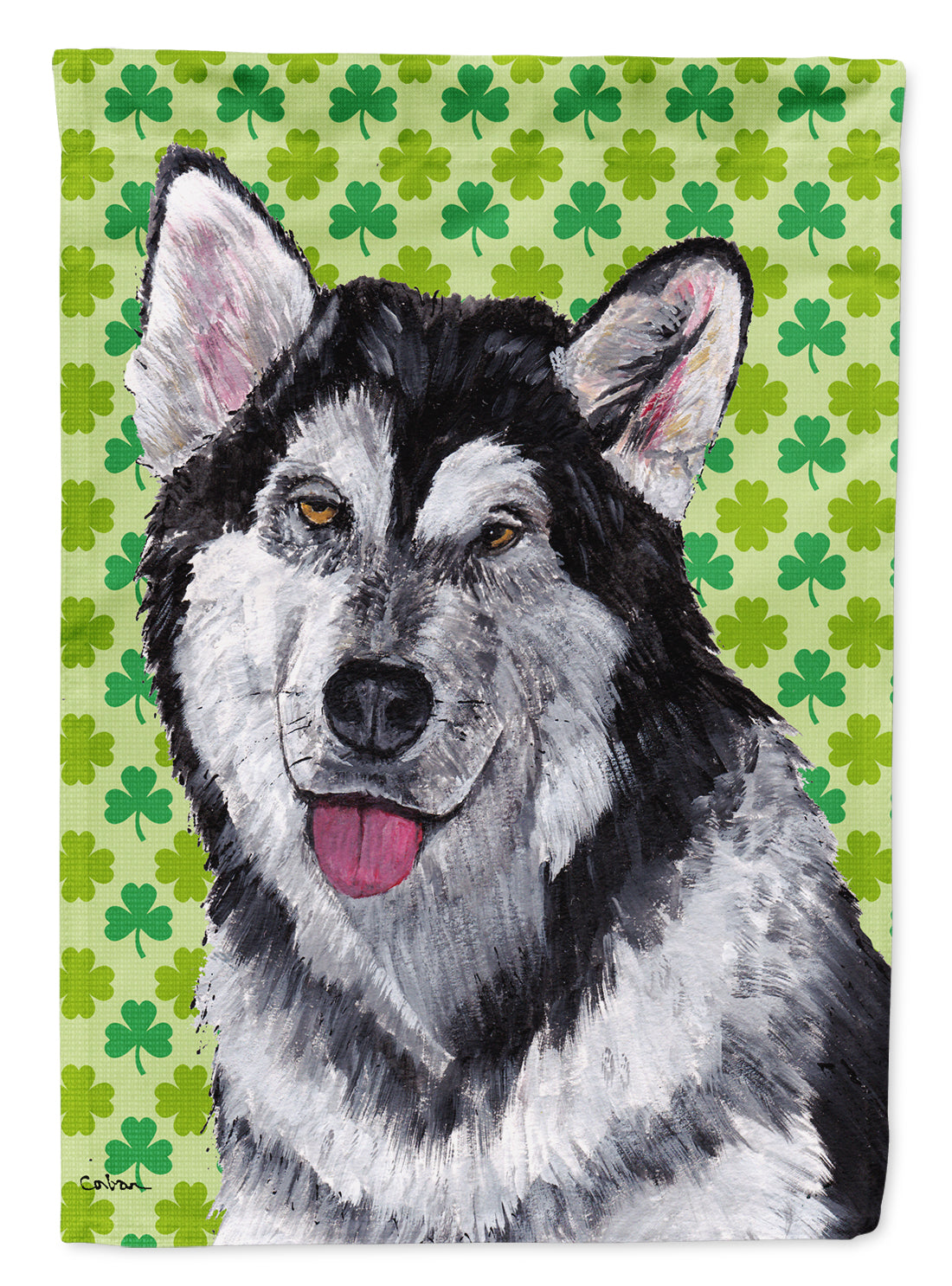 Alaskan Malamute St. Patrick's Day Shamrock Garden Flag - Outdoor Decorative Yard Flag SC9493GF