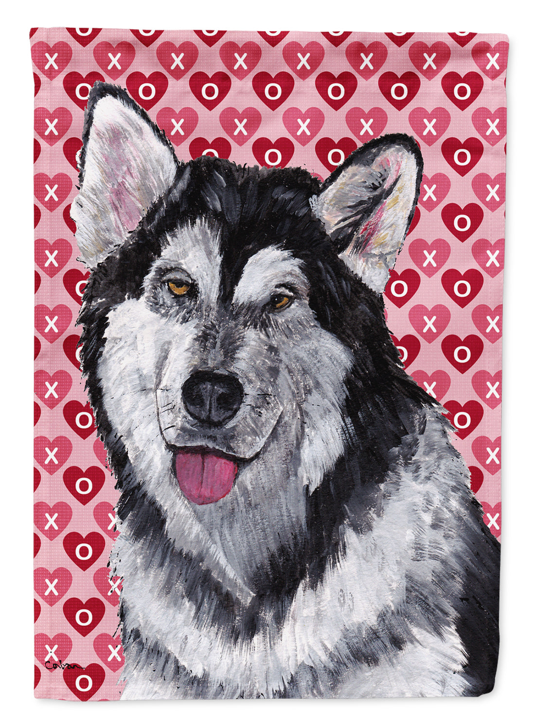 Alaskan Malamute Hearts Love and Valentine's Day Garden Flag – Decorative Outdoor Yard Flag SC9494GF