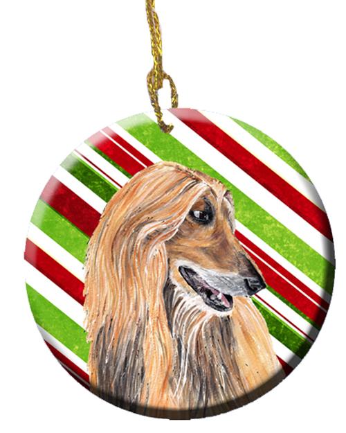 Afghan Hound Candy Cane Holiday Christmas Ceramic Ornament SC9498CO1
