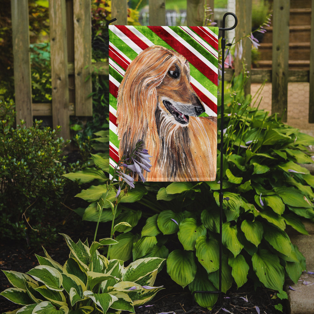 Afghan Hound Candy Cane Holiday Christmas Garden Flag – Decorative Outdoor Yard Flag SC9498GF