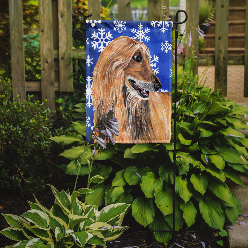 Afghan Hound Winter Snowflakes Holiday Garden Flag - Outdoor Decorative Yard Flag SC9499GF