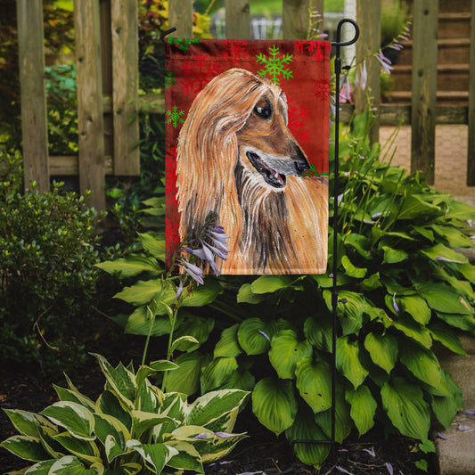 Afghan Hound Red Snowflakes Holiday Christmas  Garden Flag – Decorative Outdoor Yard Flag SC9501GF