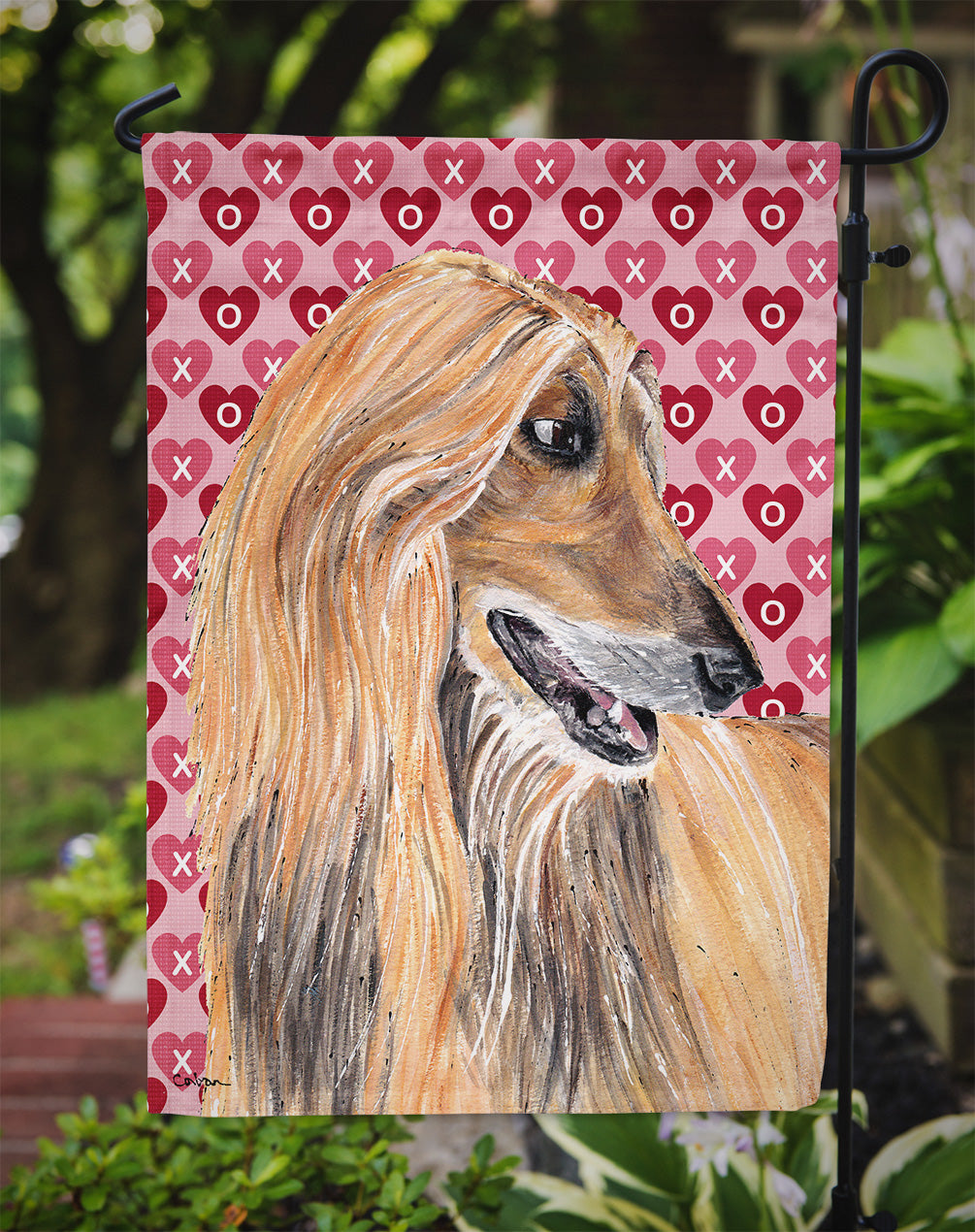 Afghan Hound Hearts Love and Valentine's Day Garden Flag – Decorative Outdoor Yard Flag SC9503GF
