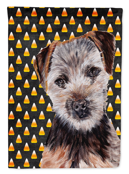 Norfolk Terrier Puppy Candy Corn Halloween Garden Flag - Outdoor Decorative Yard Flag SC9663GF