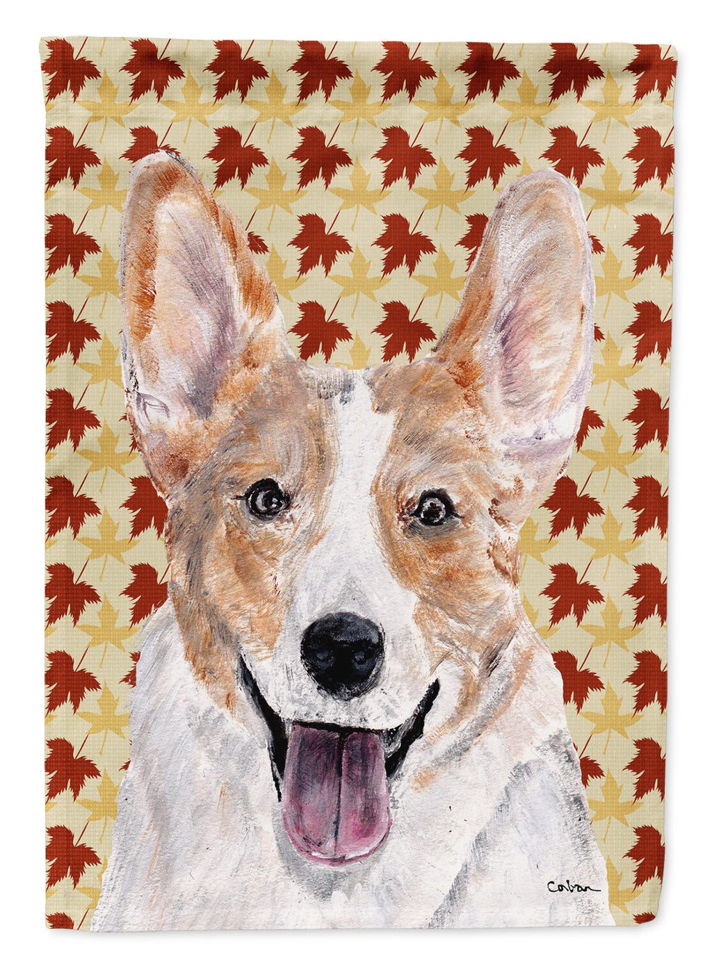 Cardigan Corgi Fall Leaves Flag Canvas House Size SC9672CHF
