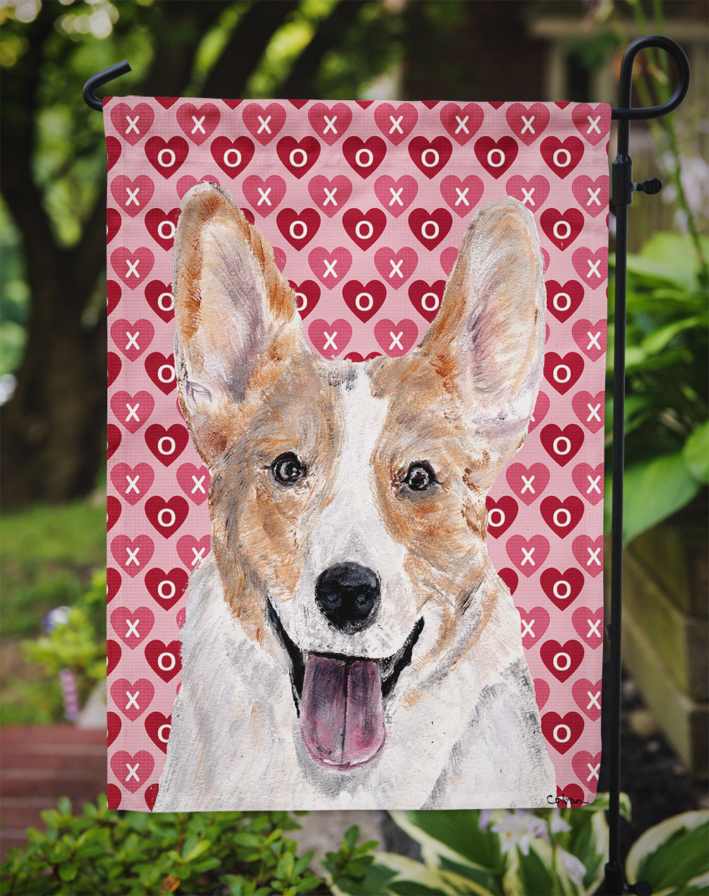 Cardigan Corgi Hearts and Love Garden Flag – Decorative Outdoor Yard Flag SC9696GF