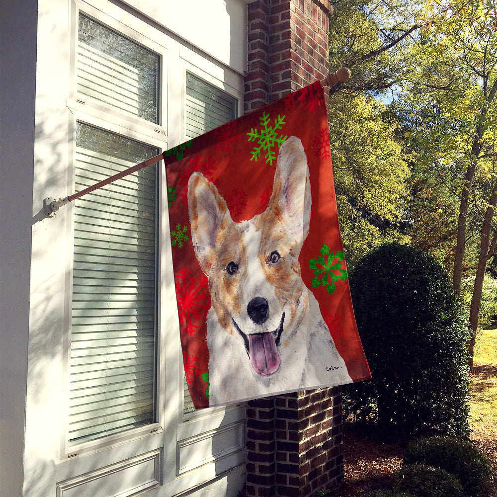 Cardigan Corgi Red Snowflakes Holiday Flag Canvas House Size SC9744CHF