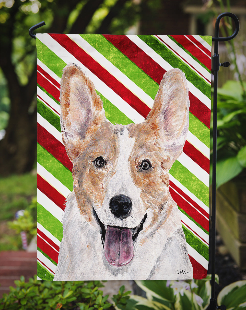 Cardigan Corgi Candy Cane Christmas Garden Flag – Decorative Outdoor Yard Flag SC9792GF