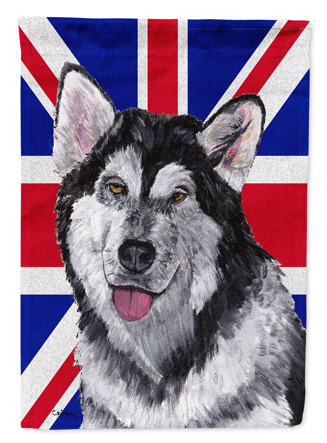 Alaskan Malamute with English Union Jack British Flag Garden Flag - Outdoor Decorative Yard Flag SC9815GF