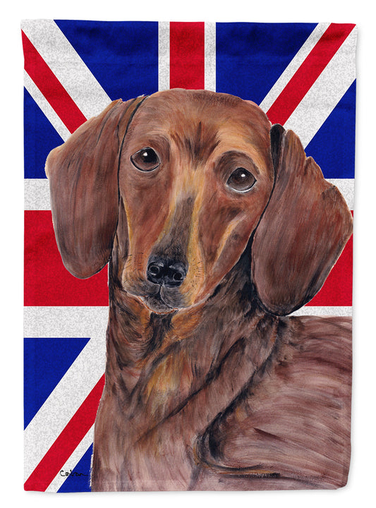 Dachshund with English Union Jack British Flag Garden Flag - Outdoor Decorative Yard Flag