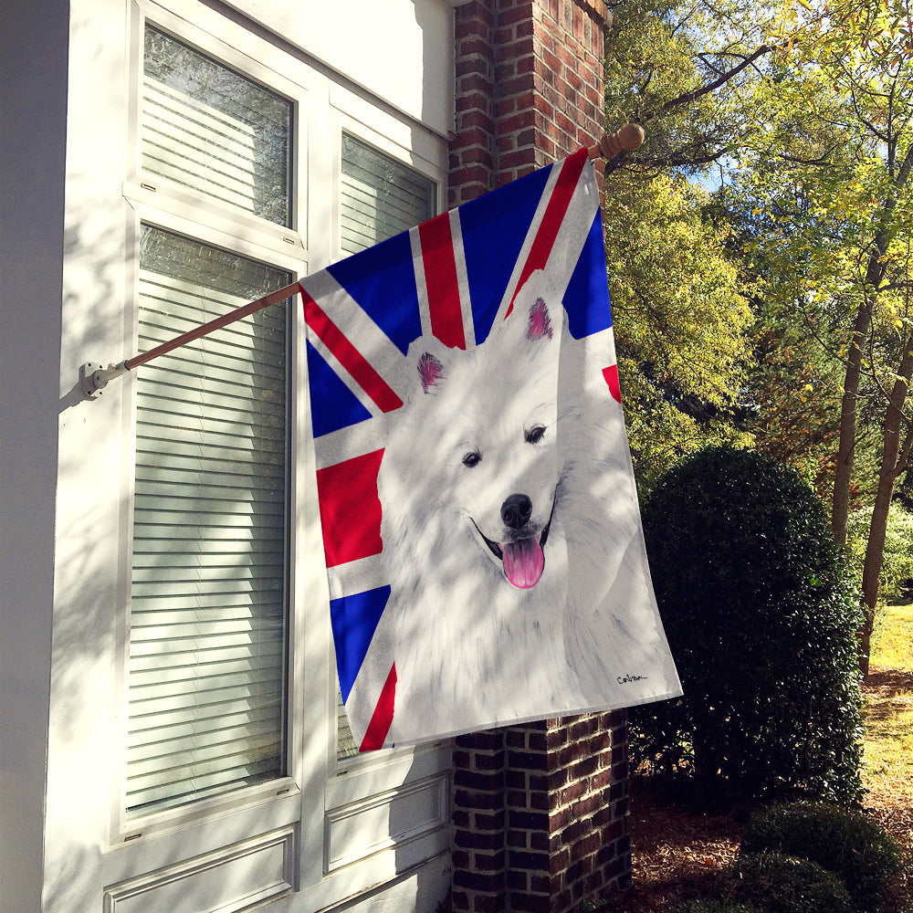 American Eskimo with English Union Jack British Flag Flag Canvas House Size SC9836CHF